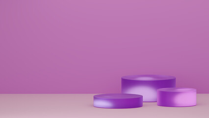 Product display podium background. Purple frosted glass pedestal. Stand to show cosmetic products background.