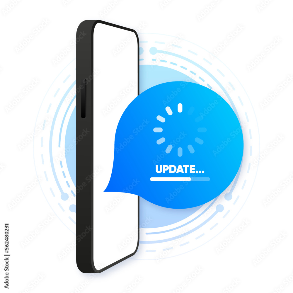 Poster new system update. loading process. app update concept. system software update web banner element. v