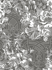 Seamless vintage floral lace pattern