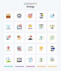 Creative Strategy 25 Flat icon pack  Such As meter. mobile. business solution. business. creative
