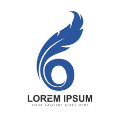 Feather Monogram Logo Initial Letter O