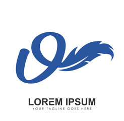 Feather Monogram Logo Initial Letter O