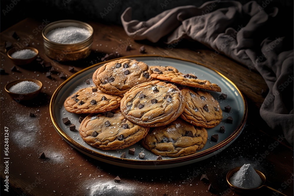 Poster a plate of cookies and a glass of milk on a table with a cloth and spoons on it and a cloth draped o