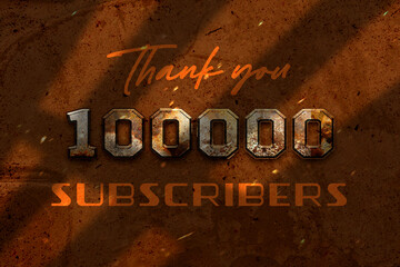 100000 subscribers celebration greeting banner with Retro 3 Design