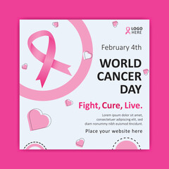 World cancer day 4 February social media post vector template