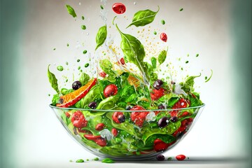 fresh salad mix mixing