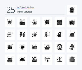 Hotel Services 25 Solid Glyph icon pack including hotel. information. service. hotel. trolley - obrazy, fototapety, plakaty