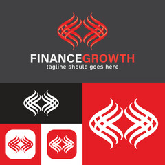 Simple Finance growth Logo Template.Grow up logo. Black and white. Vector Illustration.