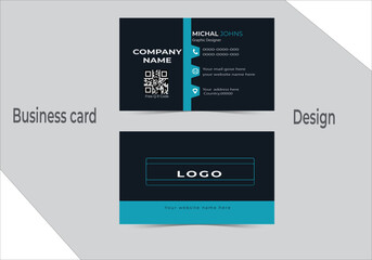 Modern green light line business card template design, Double-sided creative business card template. 
Portrait and landscape orientation.. Vector illustration, Contact information ,