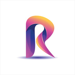 r initial gradient colorful logo design