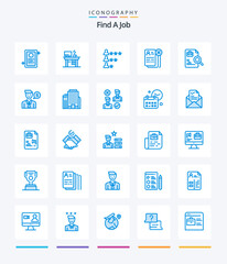 Creative Find A Job 25 Blue icon pack  Such As document. resume. job. job. career