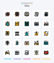 Creative Office 25 Line FIlled icon pack  Such As banking. accounting. wardrobe. notepad. document