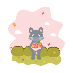 cat 8 March calendar, flower