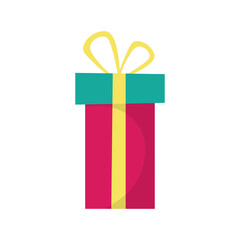Vector single image of gift box in pink color, in flat style