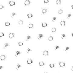 Rings, circles, grunge texture on a white background. Vector seamless pattern. The abstract image is hand-drawn.