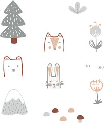 cute animals and trees
