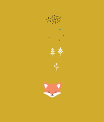 cute fox and nature for children's illustrations