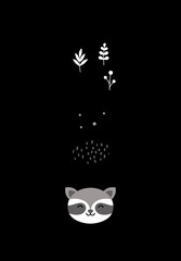 cute raccoon , animals and trees
