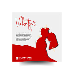 Valentine's Day social media post,  Poster or banner with many sweethearts on a red background. Promotion and shopping template or background for Love and Valentine's day concept. Vector 