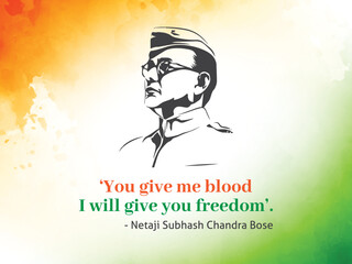 Netaji Subhas Chandra Bose Jayanti, Indian Freedom fighter Netaji Subhas Chandra Bose portrait Vector.