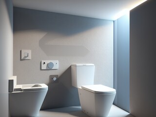Naklejka na ściany i meble modern bathroom interior with toilets and glowing lights