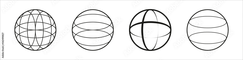 Poster outline earth abstraction vector. vector linear view of the planet. chemical element or atom compoun