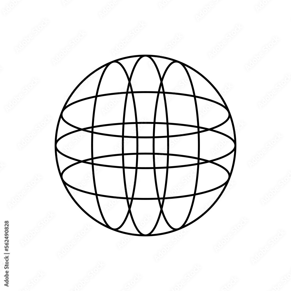 Poster outline set earth abstraction vector. vector linear view of the planet. chemical element or atom com