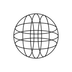 Outline set earth abstraction vector. Vector linear view of the planet. Chemical element or atom compound vector icon.