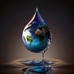 Obraz premium earth dropping in water, generative ai