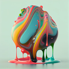 Captivating piece features a fluidic sphere, or "blob" prompt: liquid world, Generative AI, Generative, AI