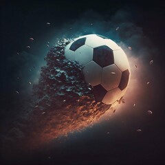 Fototapeta premium Soccer ball meteor. Generative AI