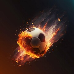 Naklejka premium Soccer ball meteor. Generative AI