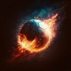 Fototapeta premium Soccer ball meteor. Generative AI