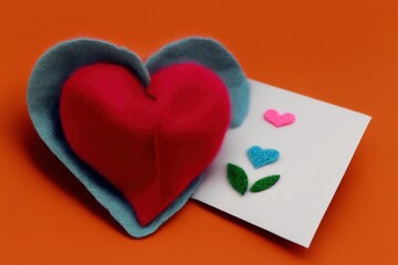 woollen colorful hearts on valentines day