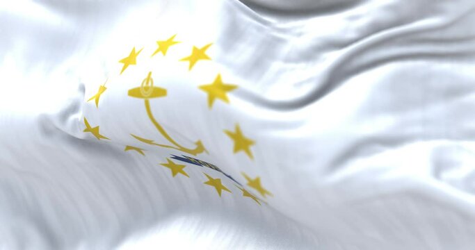 Close-up of the Rhode Island state flag waving.