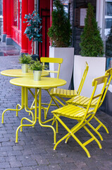 table and chairs in a restaurant