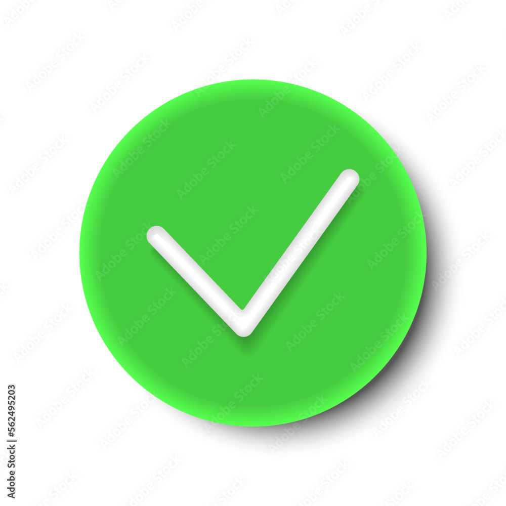 Poster check mark round button isolated on a white background. 3d rendering