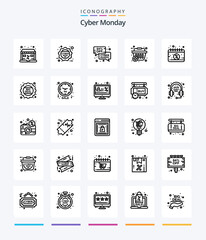 Creative Cyber Monday 25 OutLine icon pack  Such As calendar. shopping. discount. plus. sale