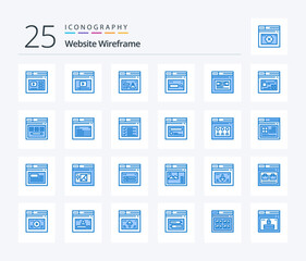 Fototapeta na wymiar Website Wireframe 25 Blue Color icon pack including web. internet. website. search. web