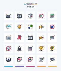 Creative Ux And Ui 25 Line FIlled icon pack  Such As web. content. chart. options. control
