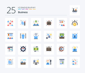 Business 25 Flat Color icon pack including board. presentation. agreement. conference. opportunity