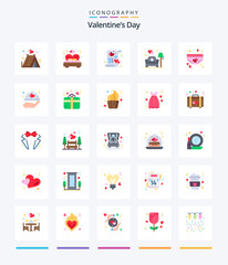 Creative Valentines Day 25 Flat icon pack  Such As clothing. sofa. card. lamp. marry