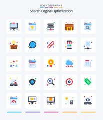 Creative Seo 25 Flat icon pack  Such As box. search. storage. internet. case