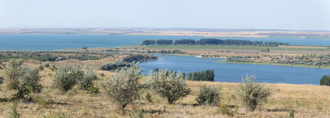 Landscape of the northern part of the Republic of Moldova with the Dniester River.