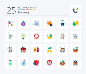 Pharmacy 25 Flat Color icon pack including medical. antidote. healthcare. weed. medical