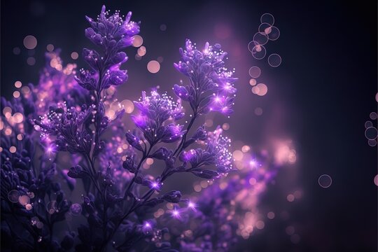  a purple flower with blurry lights in the background and a blurry background behind it is a blurry image of a purple flower with a blurry light in the middle of the. Generative AI