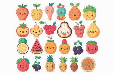 fruits crafts doodles 2d illustration