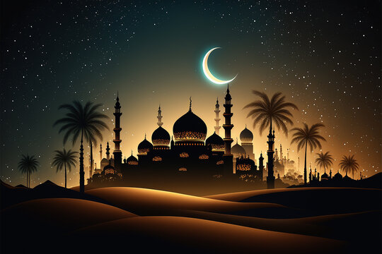 mosque at night sunset