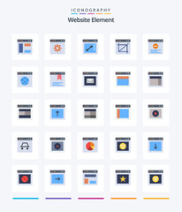 Creative Website Element 25 Flat icon pack  Such As url. globe. crop. website. browser