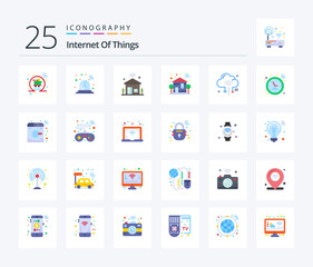 Internet Of Things 25 Flat Color icon pack including internet. wifi. internet. switch. home